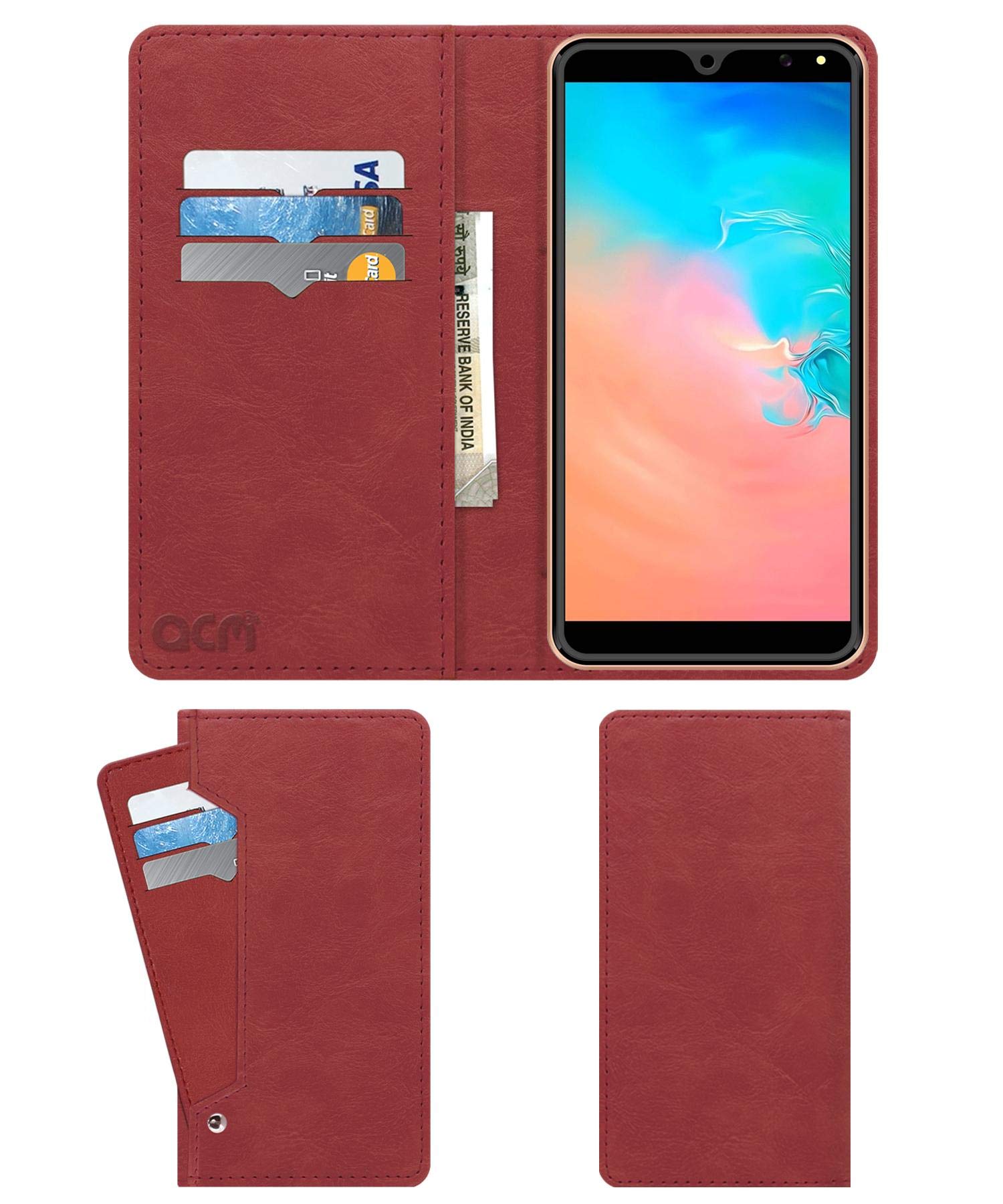 ACM Wallet Leather Flip Carry Case Compatible with Jmax A20 Mate Mobile Flap Card Holder Front & Back Cover Pink