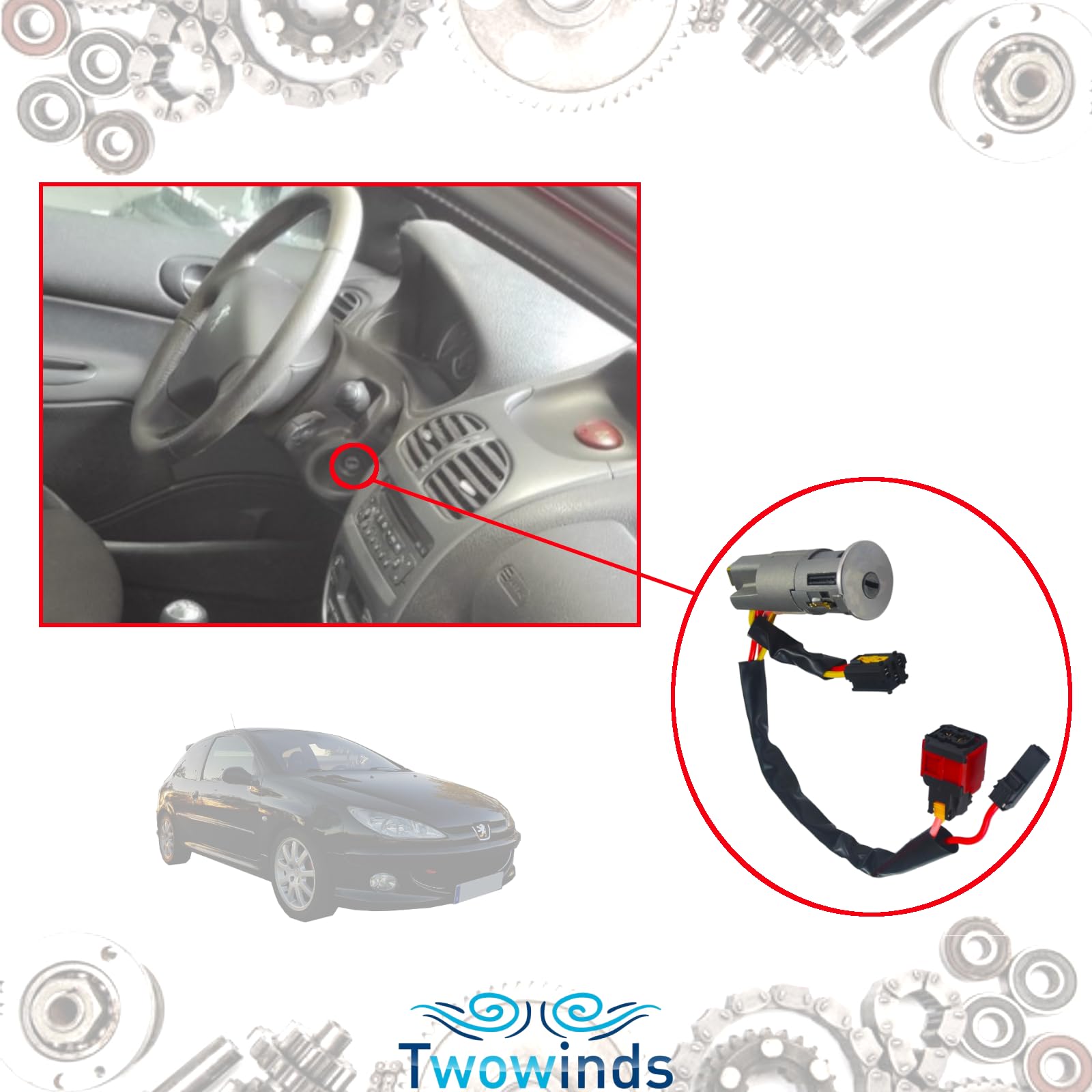 Twowinds Interrupteur Démarrage Compatible avec Peugeot 206 (1998-2010)