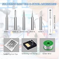 Vista 5 de Kit de soldador de 60 W y 110 V, temperatura ajustable, con puntas de hierro, soporte, esponja, alambre para soldar