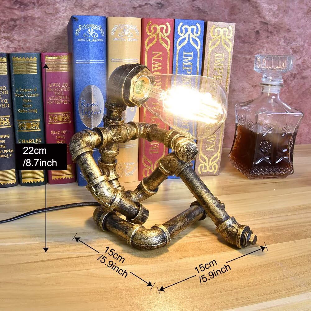 Steampunk Table Lamp - Industrial Retro Design -6