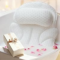 EULAXLAB 4D Air Mesh Bath Pillow for Tub: Ergonomic Head, Neck, Back & Shoulder Support with Non-Slip Suction Cups