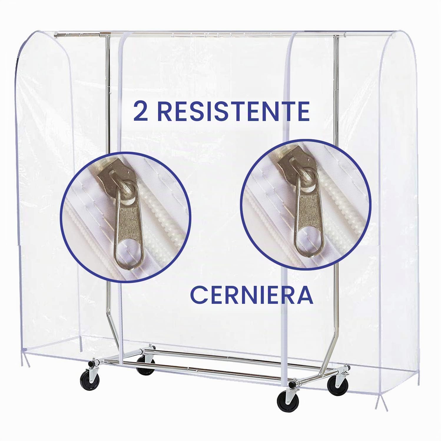 Ruibo - Copertura trasparente per appendiabiti, copriabiti antipolvere con 2 cerniere resistenti/Protettore impermeabile per abbigliamento (L:180x51x152 cm)