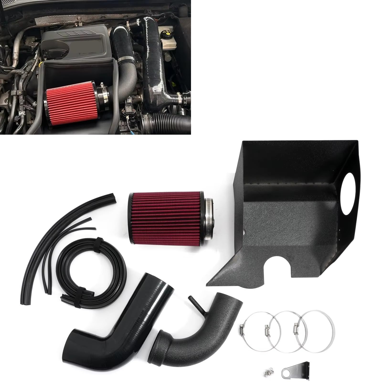 Aire Frío Turbo Filtro Compatible Con Para A3 1.4T Para Q2 1.4T Para Q3 1.4T 1.4T TSI/TFSI EA211 Kit De Tubo De Inducción De Entrada De Aire De Aluminio Con Filtro De Barrera Térmica | Red
