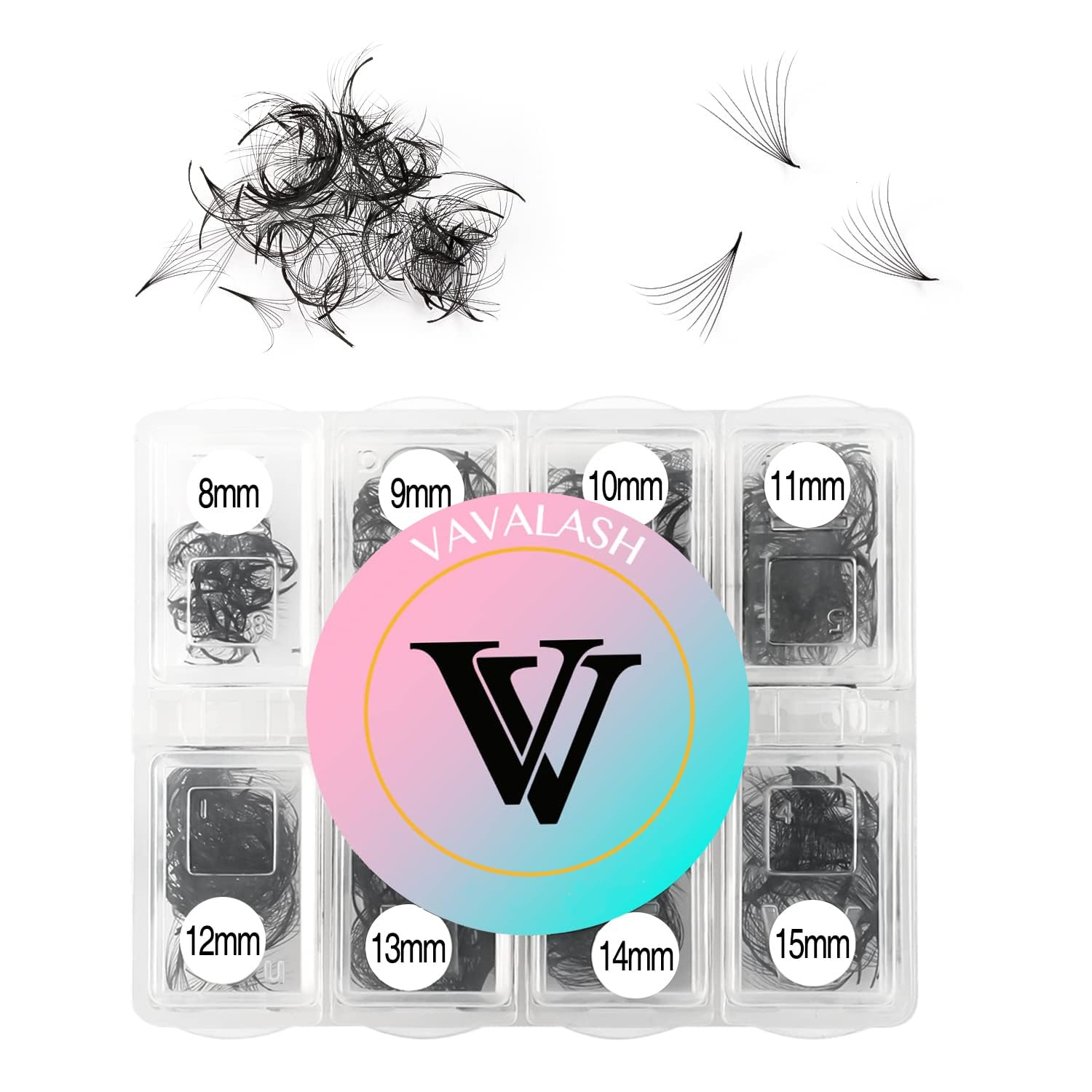 VAVALASH 600 Fans Premade Fans Eyelash Extensions 5D 6D 7D 8D 10D 12D 14D 16D 24D Premade Lash Fans 8-15mm Mixed Length Promade Loose Fans Thin Base Premade Volume Lash Extension(8D-0.07-C-8-15mm)
