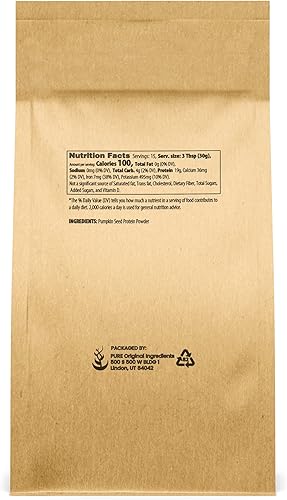 Miniatura 2 de PURE ORIGINAL INGREDIENTS Proteína vegana en polvo con semillas de calabaza (1 lb) Sabor a nuez, panes y batidos