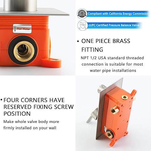 Miniatura 7 de Sistema de cabezal de ducha digital de 12 pulgadas, juego de mezclador de ducha de lluvia para baño, kit de grifo de ducha de montaje en pared con 2