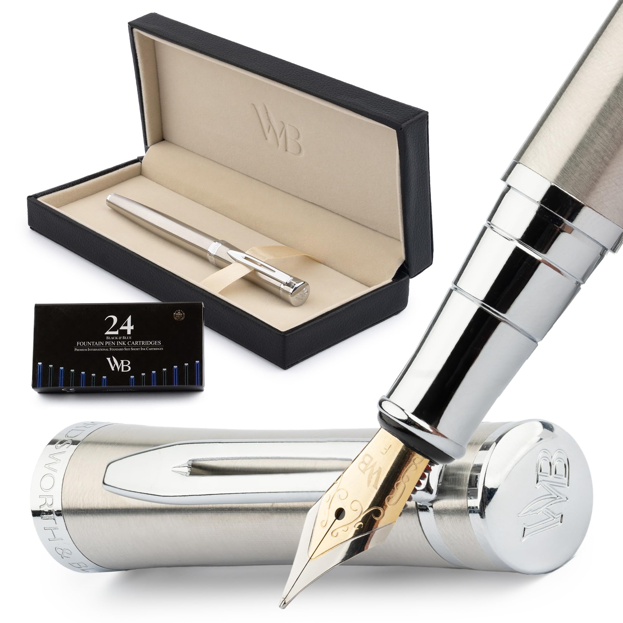 Amazon | Wordsworth & Black 万年筆セット、18K金メッキ細ペン