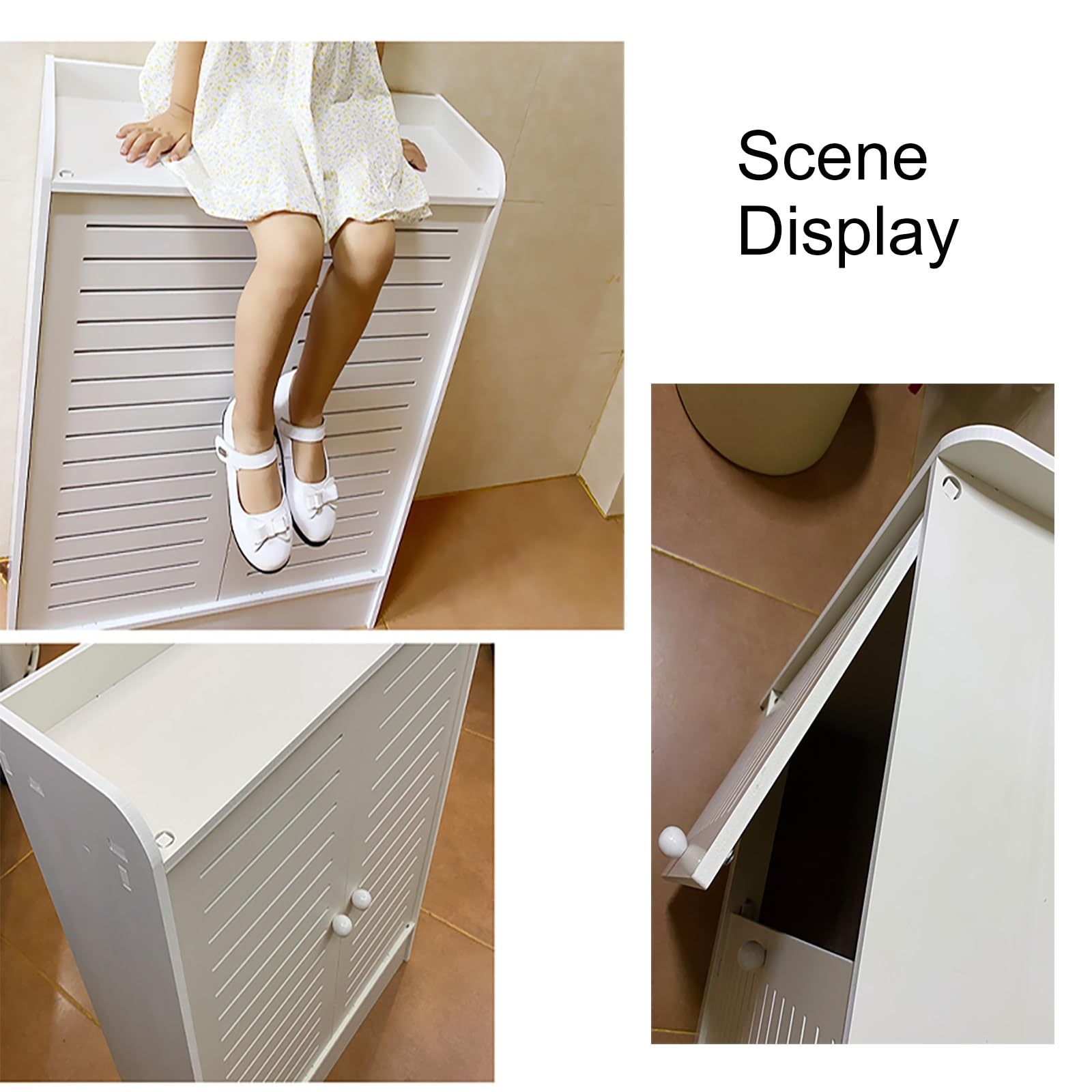 Generico Copritermosifone Moderno in Legno con 2 Ante - Mobiletto Decorativo con mensola per Soggiorno e Ufficio, Design a griglia con persiane, 50x70x20 cm (19,6x27,5x7,8 Pollici) - Elegante soluzio