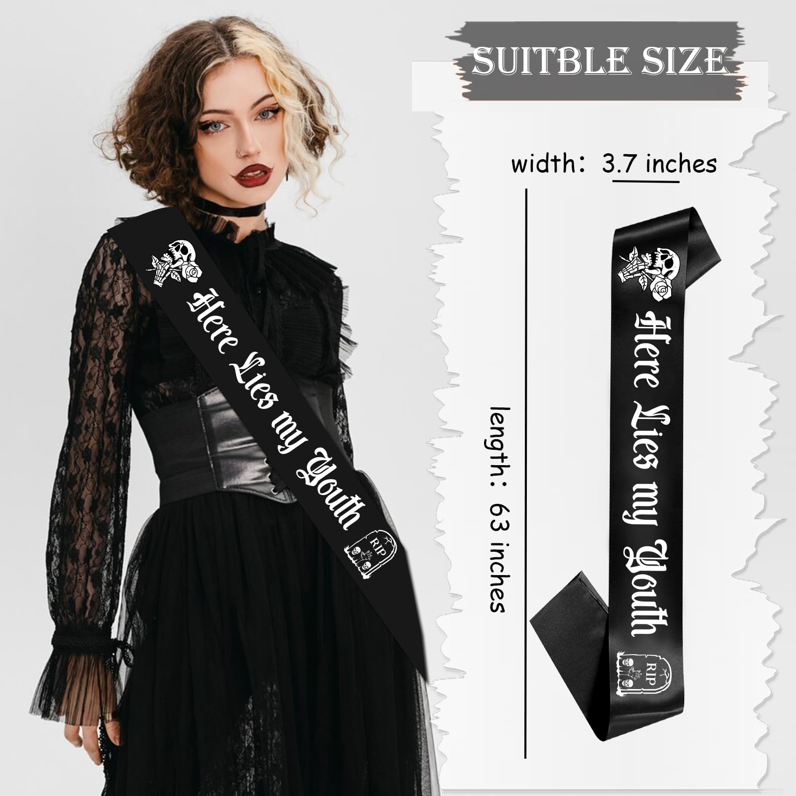 Écharpe De Miss Anniversaire - Blanche à Liseré Doré - Personnalisable (Ex: Miss 30 Ans)