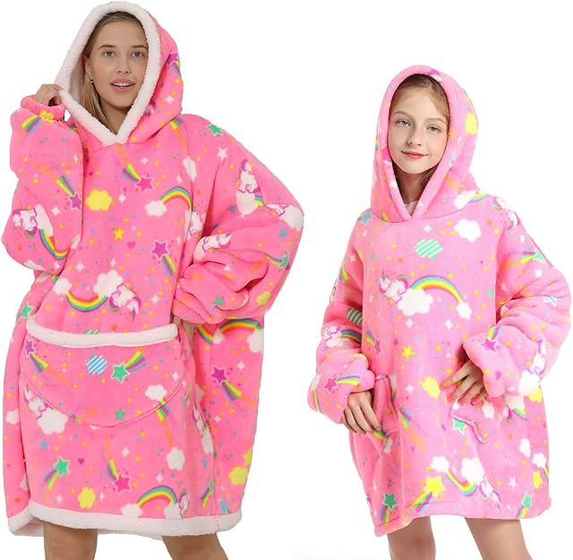 Hooded Blanket Oversized Super Soft Women's Hoodie Wearable Hooded Sweatshirt Pullover, one Size fits All Men Women Girls Boys Friends Big Pockets
