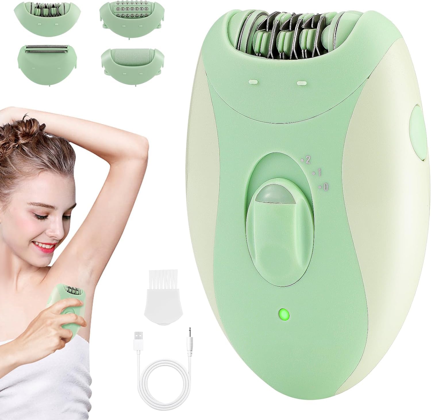 Depiladora Electrica Mujer,Maquina Depiladora Recargable 4 en 1 con Dos Velocidades,Depiladora Inalámbrica para Rostro, Piernas,Brazos y Axilas