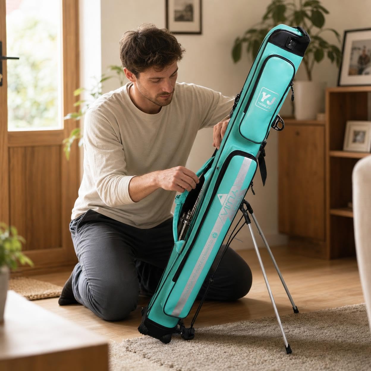 Borsa da Pesca Impermeabile con Supporto Integrato per Canna da Pesca e Accessori, Sacca Porta Canne da Pesca
