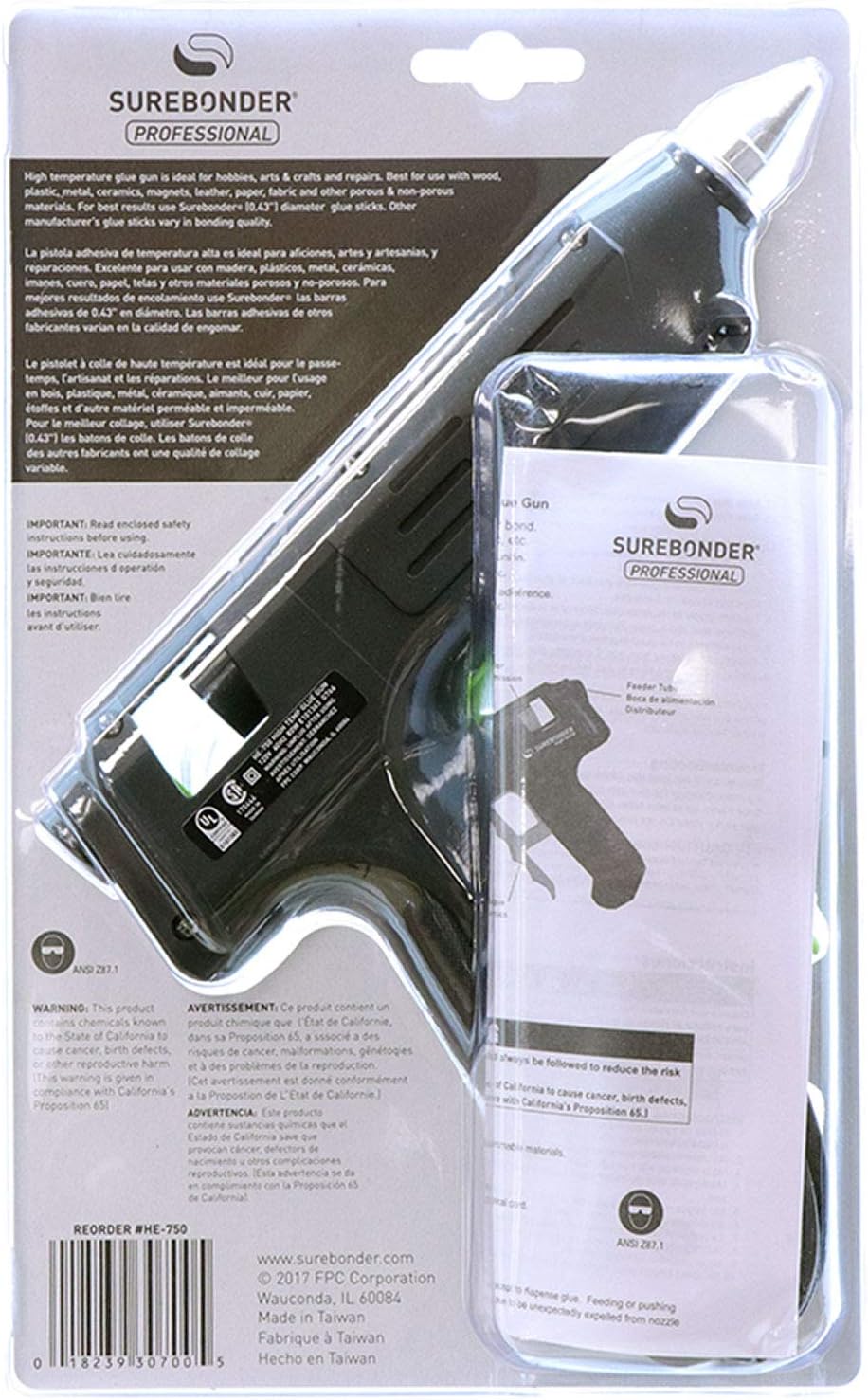 HE-750W Professional Series 80 Watt Full Size High Temperature Hot Glue Gun