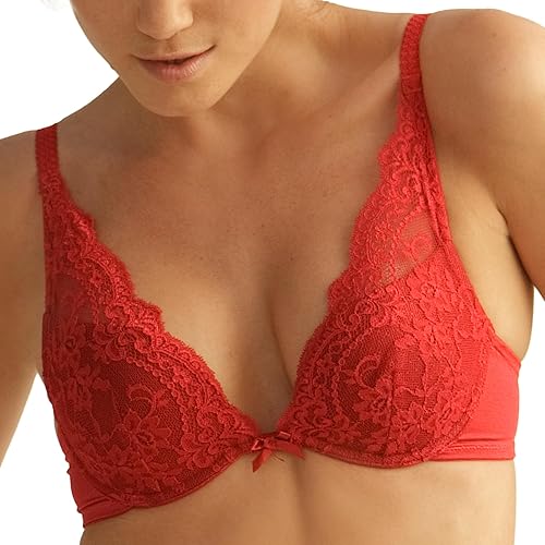 Miniatura 6 de The Little Bra Company Lucia - Brasier de encaje para mujeres pequeñas tirantes convertibles aros de apoyo realce mediano Rojo