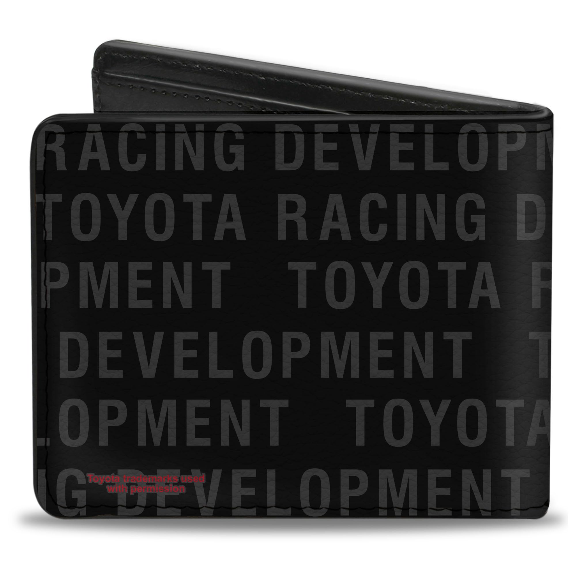Toyota Wallet, Bifold, TRD Logo and Toyota Racing Development Text Stripe Black Red, Vegan Leather
