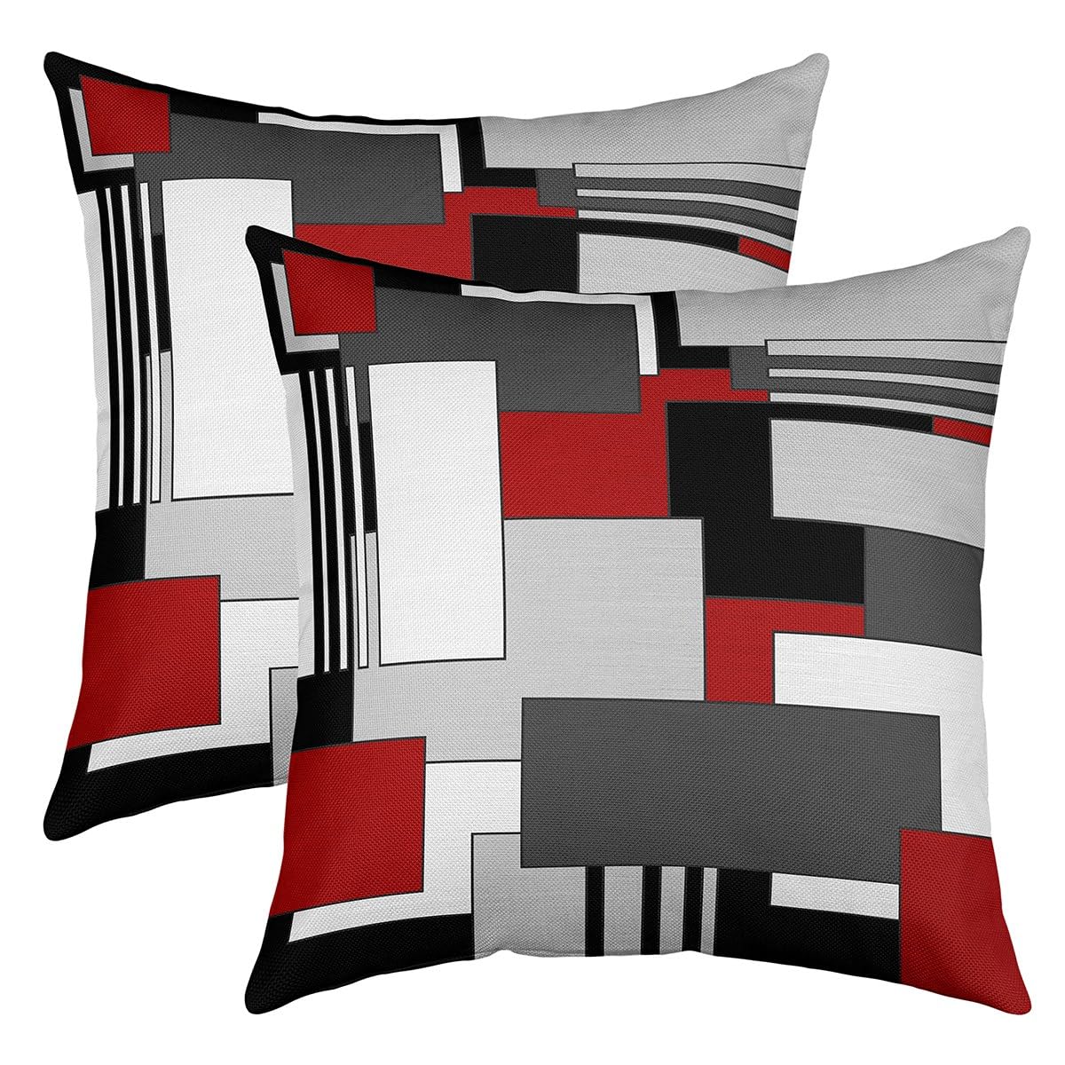 Pink Grey Black Geometric Throw Pillow Covers Set of 2 Decor Pillowcase for Sofa Bed Chair Car Modern Abstract Cushion Case Square Rectangle Outdoor Pillows Covers Room Decor 22x22 Inch