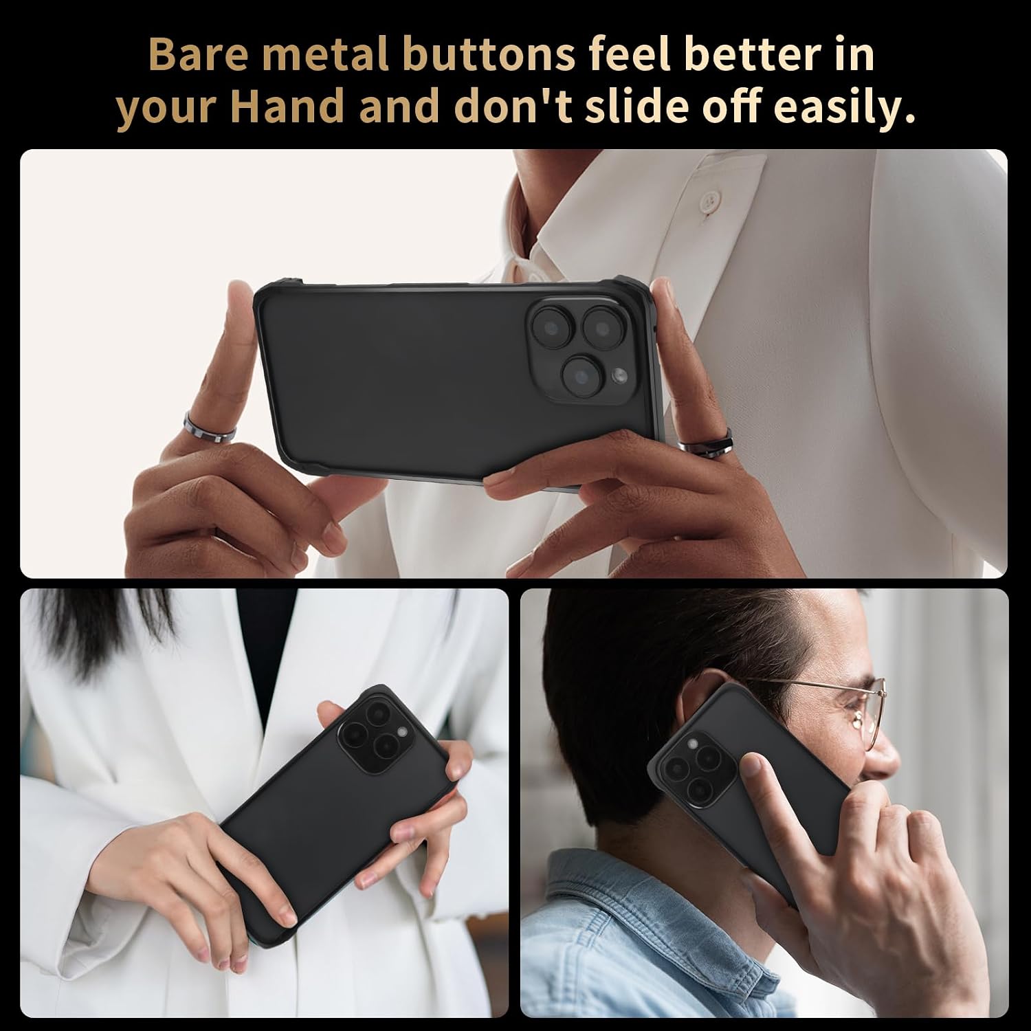 for iPhone Air Metal Bumper Case Frameless, Slim Fit No Back No Frame Backless Aluminum Alloy Bumper Compatible with MagSafe 4 Corners Shockproof (Black)