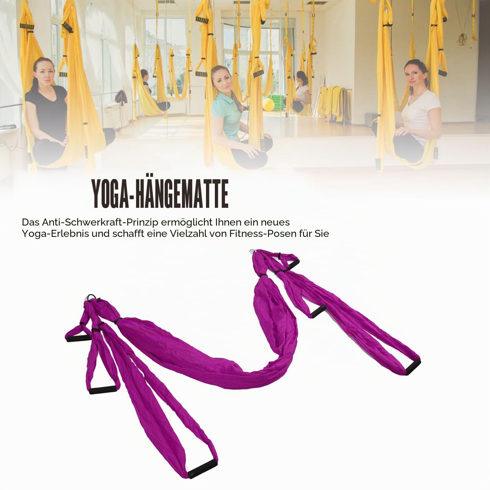 Luqeeg Aerial Yoga Hängematte, Aerial Yoga Swing Set mit Aufbewahrungsbeutel, Karabinerhaken, Bedienungsanleitung, Yoga Starter Kit für alle Level, Aerial Yoga Swing Sling