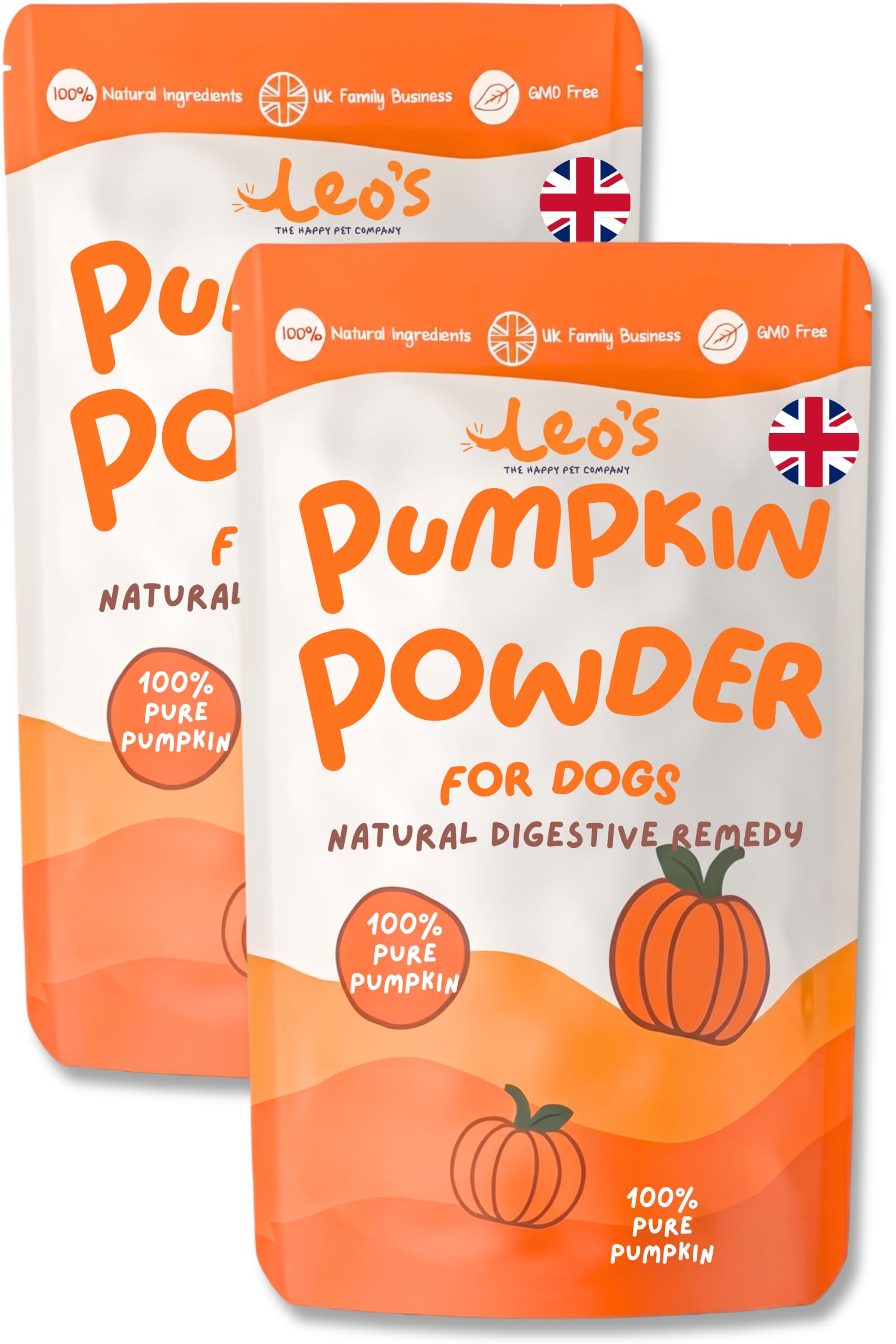 Leo's Pumpkin Powder for Dogs | 250g - 2Pack | 100% Pure Pumpkin Powder Dog Food Topper, Naturally Rich Fibre for Dogs | Dog Gut Health Probiotics | Probiotics for Dogs