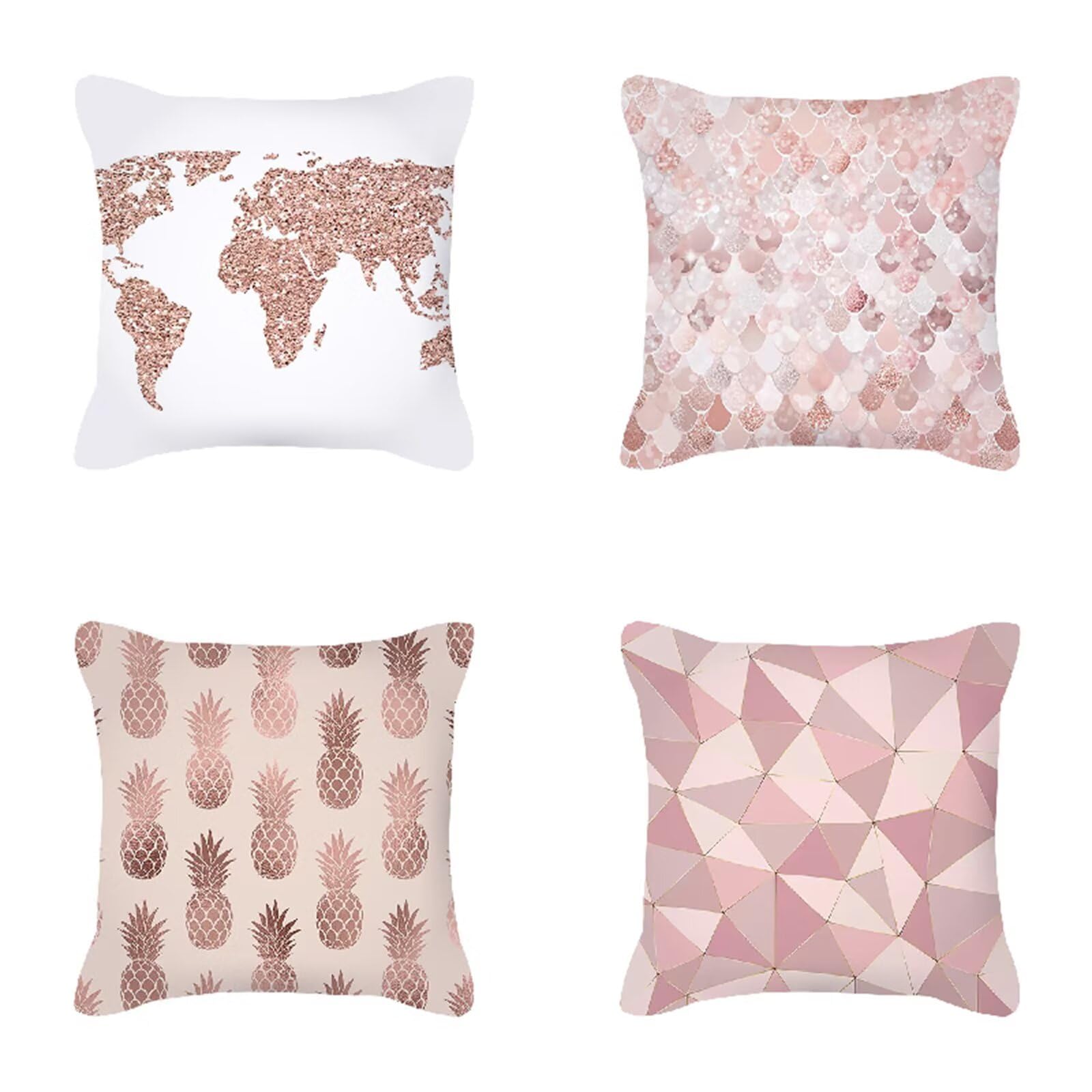 Juego de 4 Funda Cojin 60x60cm Fundas Cojines Sofa Rosa Doble Cara Suave Cojines Exterior Impermeable Geometría Cuadrado Funda de Almohada para Sofá Coche Cama Sillas Cojines Decorativos S-6229