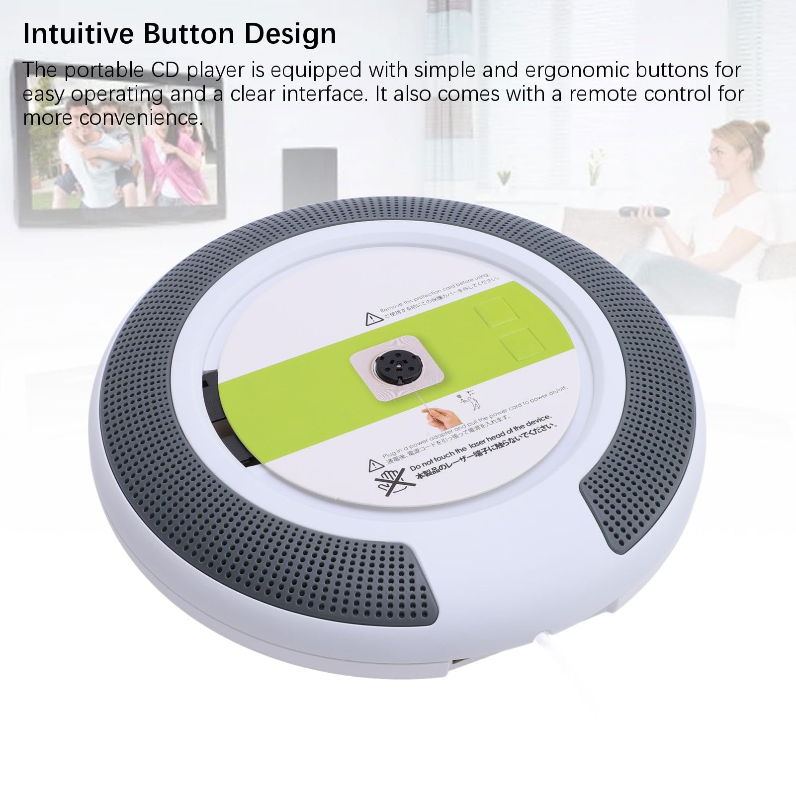 Lecteur CD Portable avec Bluetooth, Lecteurs CD à Montage Mural, Lecteur CD de Musique avec Haut-Parleur HiFi et Télécommande, Minuterie, Prise en Charge des écouteurs USB AUX