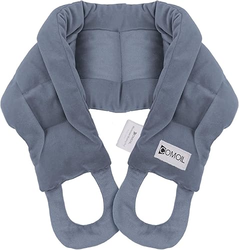 Almohadilla térmica para microondas para cuello y hombros con asas, 33 x 5.9 pulgadas de largo, calentador de cuello, paquetes calientes húmedos