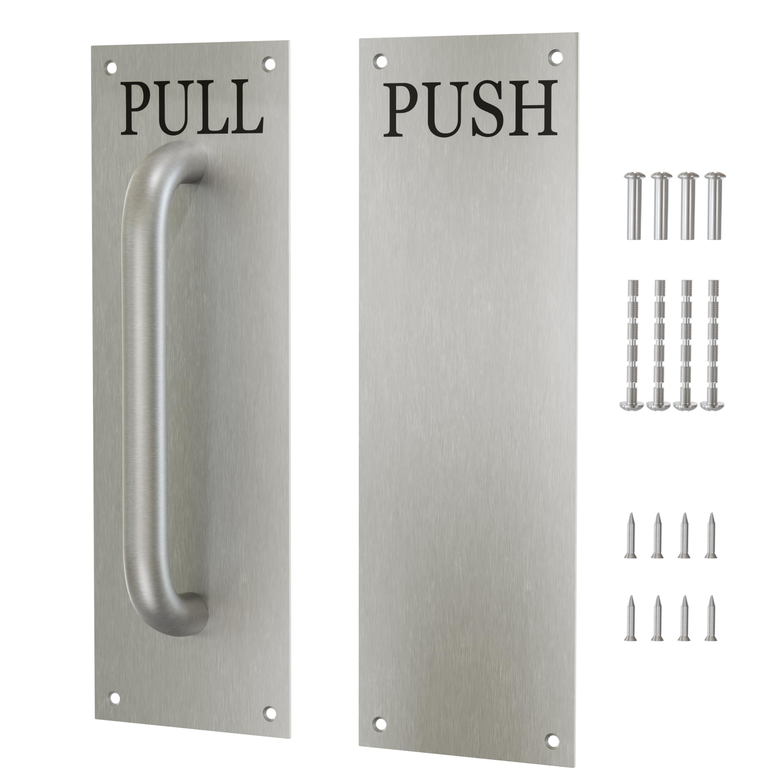 MANREN Stainless Steel Commercial Door Handle - 11.8" X 3.9" Push/Pull Plate With Screws (MRP901)