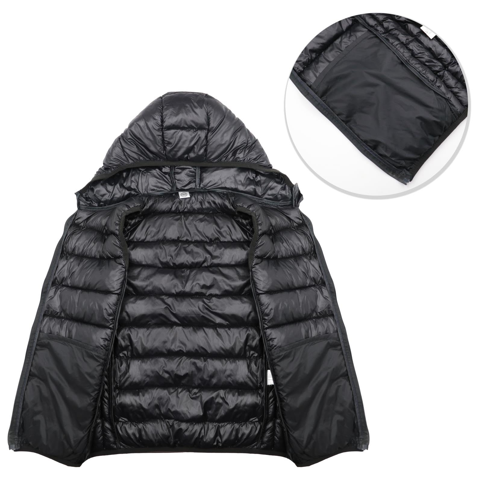 Gilet sans Manche à capuche léger et chaud pour garçons filles, Veste sans manches Automne Hiver,Le noir,13-15 ans