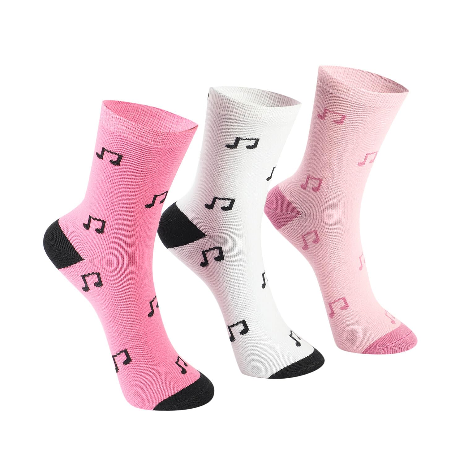 Women Socks in Pack of 3 Multicolored Music Print/Soft Cotton Socks for Women