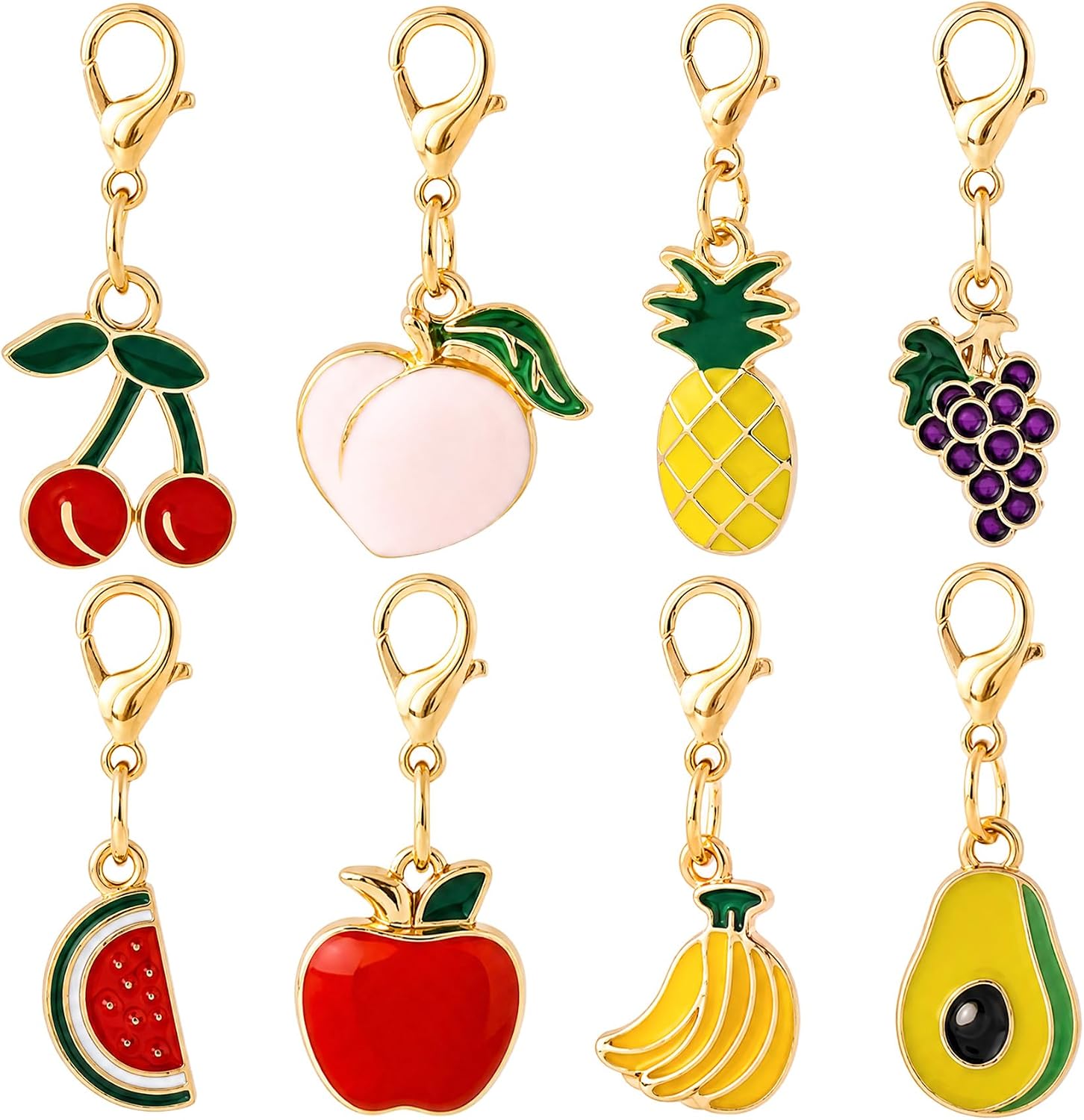 Joez Wondeful Strawberry Charm, Bulk Red and Pink Enamel Fruit Charms, Cute Strawberry Keychain