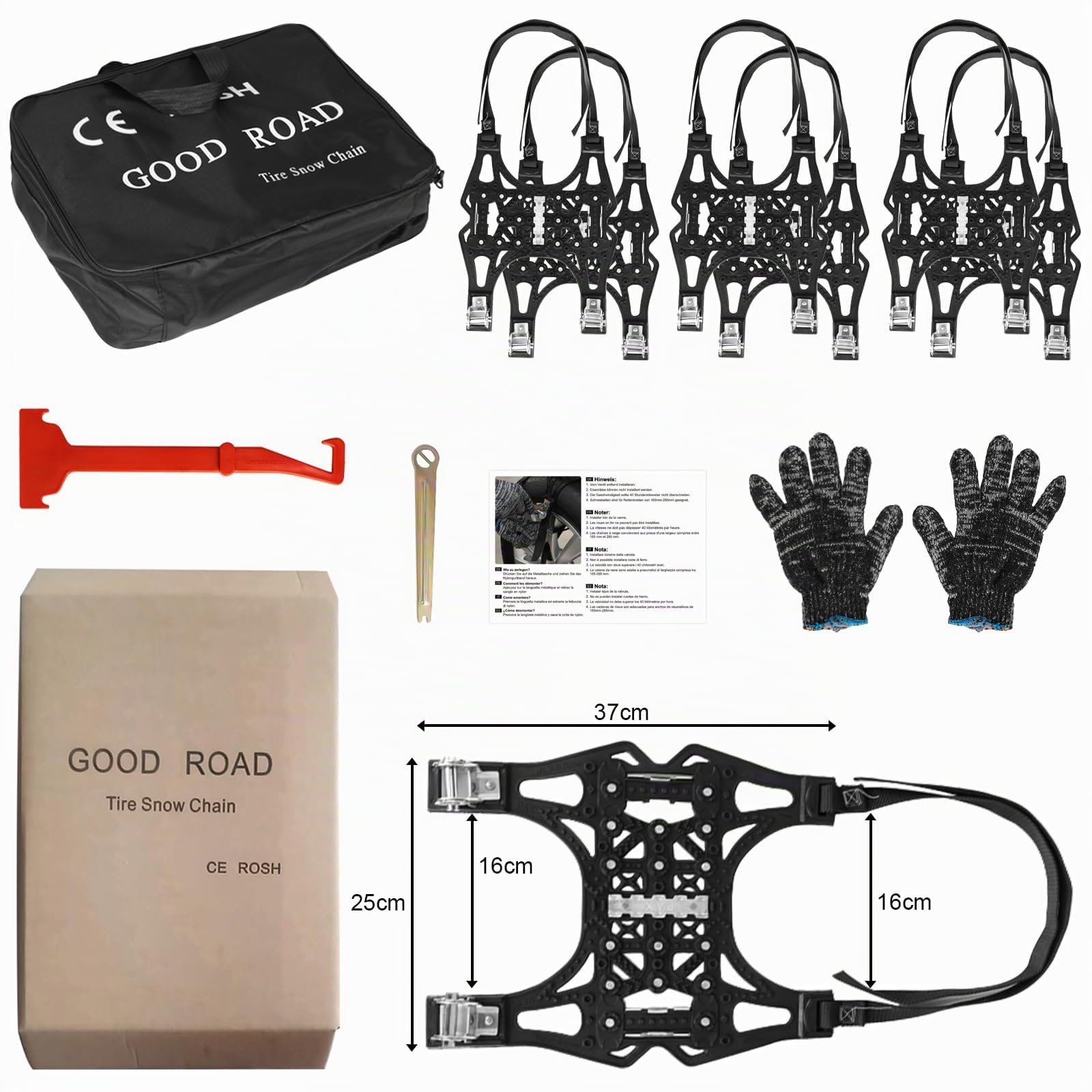 FethFire Cadenas Nieve Universales, 6 Piezas Cadenas Coche Nieve para Coches SUV con Ancho de Neumático 165-285 mm