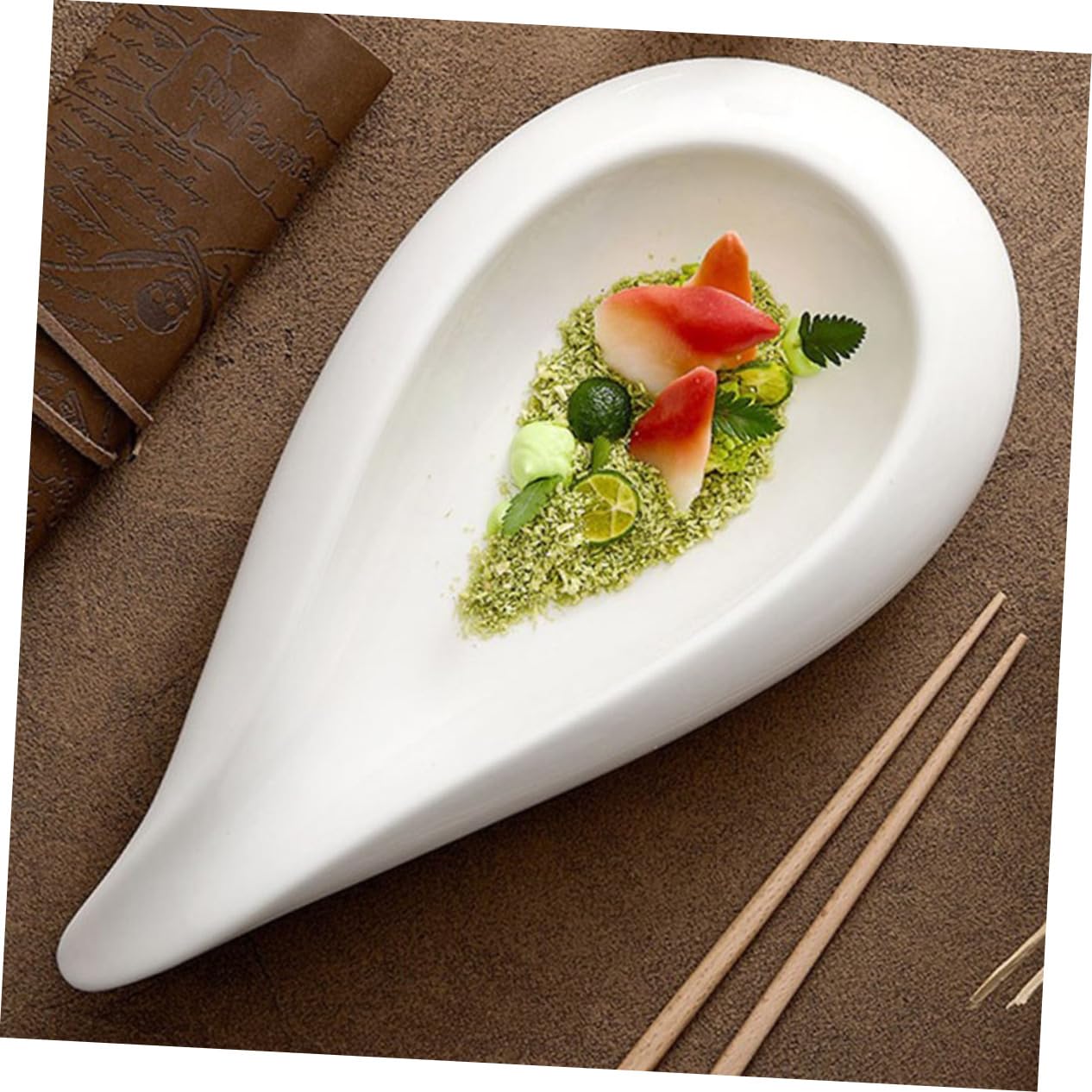 Alipis Plato de Aperitivo de Cerámica Blanco, Forma de Gota, Superficie Lisa y Resistente, para Servir Comida en Fiestas y Recibir Invitados