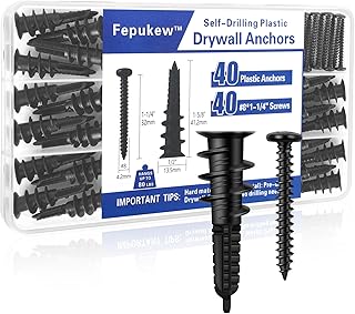 80PCS Self-Drilling #8 Drywall Anchors & Screws Set - Heavy-Duty Nylon+Glass Fiber, 80 LBS Load Capacity, Pre-Drill-Free, for Hanging Shelves/TV/Pictures - 40 Anchors + 40 Screws with Storage Case