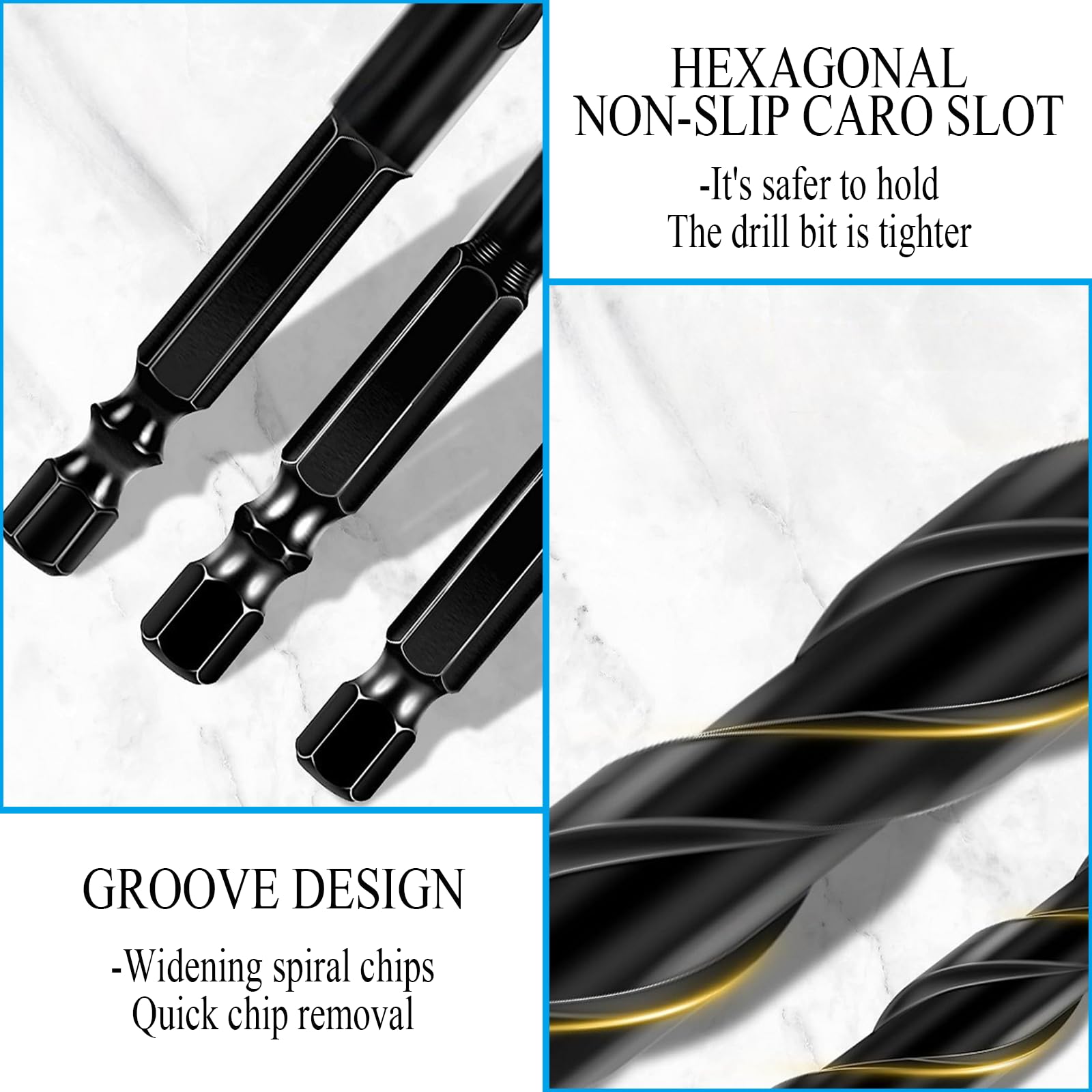 10pcs Tile Drill Bits Set & Masonry Drill Bit,Quick Change 5mm,6mm,8mm,10mm,12mm,Concrete Drill Bit Set for Tile Brick, Glass - Image 3
