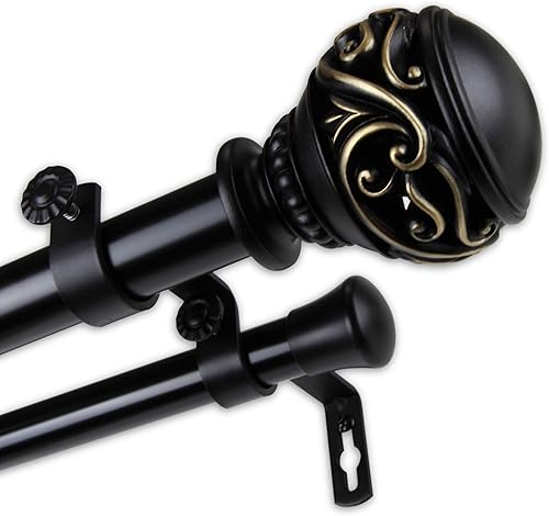 Miniatura 3 de Rod Desyne 100-26-482-D Barra de cortina doble Isabella de 1 pulgada, 48-84 pulgadas, color negro