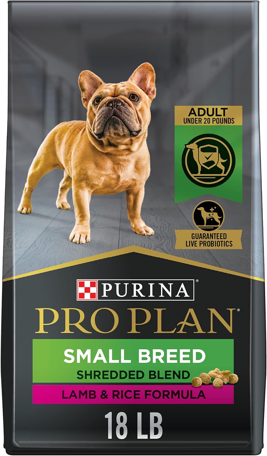 Purina Pro Plan High Protein Small Breed Dog Food, Shredded Blend Lamb & Rice Formula - 18 lb. Bag