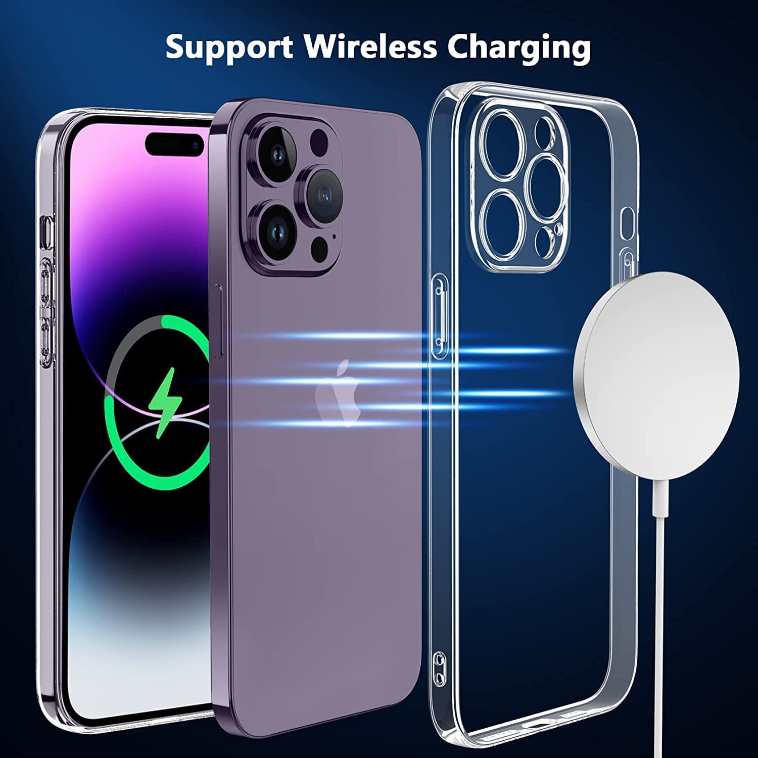 GOODVISH 3 in 1 Cover per iPhone 14 Pro Max Silicone per 6,7, con 2 Pezzi di Pellicola Protettiva, iPhone 14 Pro Max Custodia per Cellulare Antiurto Resistente 360° Protezione, Grigio