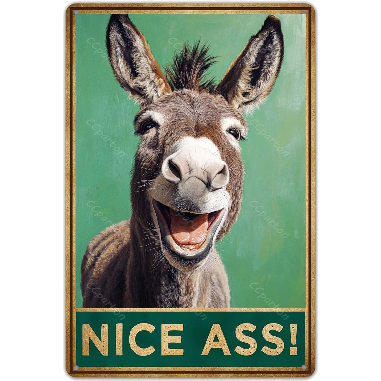 Yivxa Tin-288 Metal Tin Sign Nice Ass Donkey Vintage Metal Sign For Home Outdoor Indoor Office Bar Yard Decor 8X12 Inch