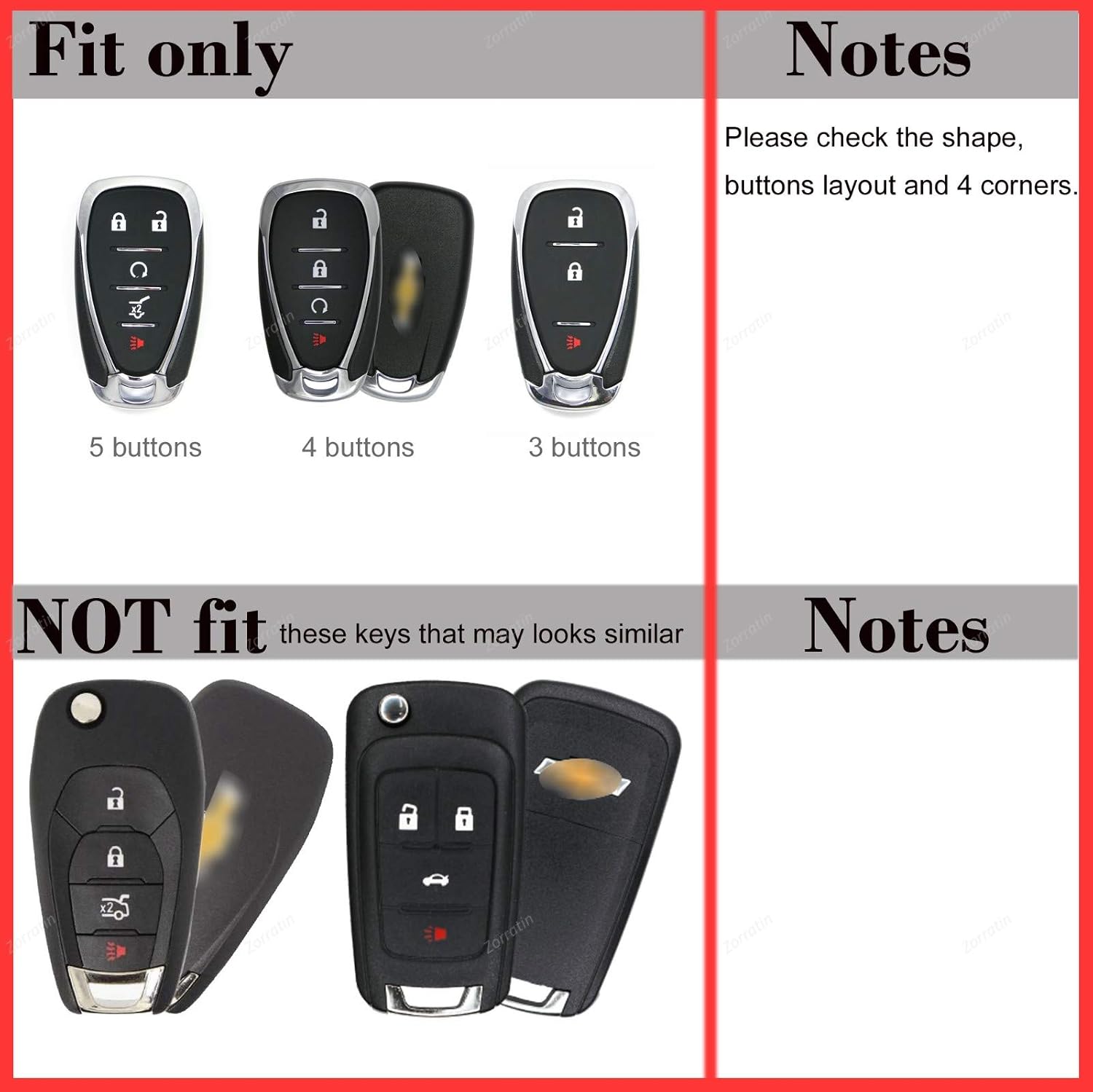 Carbon Silicone Smart Key Fob Cover for Chevrolet 2017 2018 2019 Chevy Malibu Camaro Trax Traverse Sonic Cruze Volt Equinox Spark HYQ4AA 5 Buttons