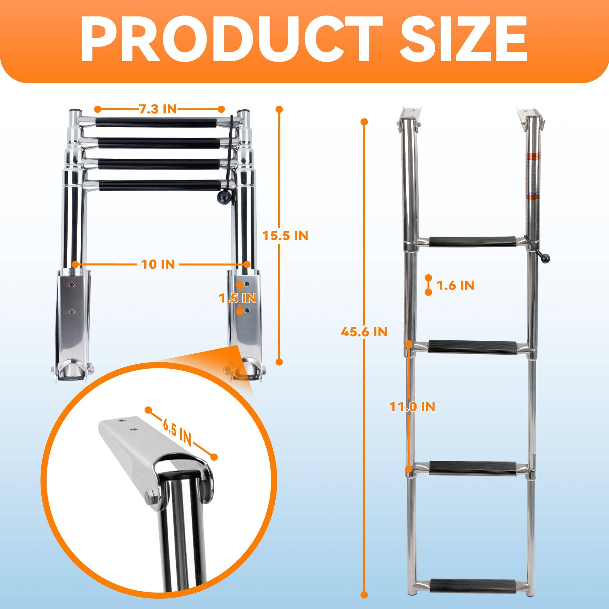 Snapklik.com : Boat Ladder 4 Step,Stainless Steel Telescoping Heavy ...