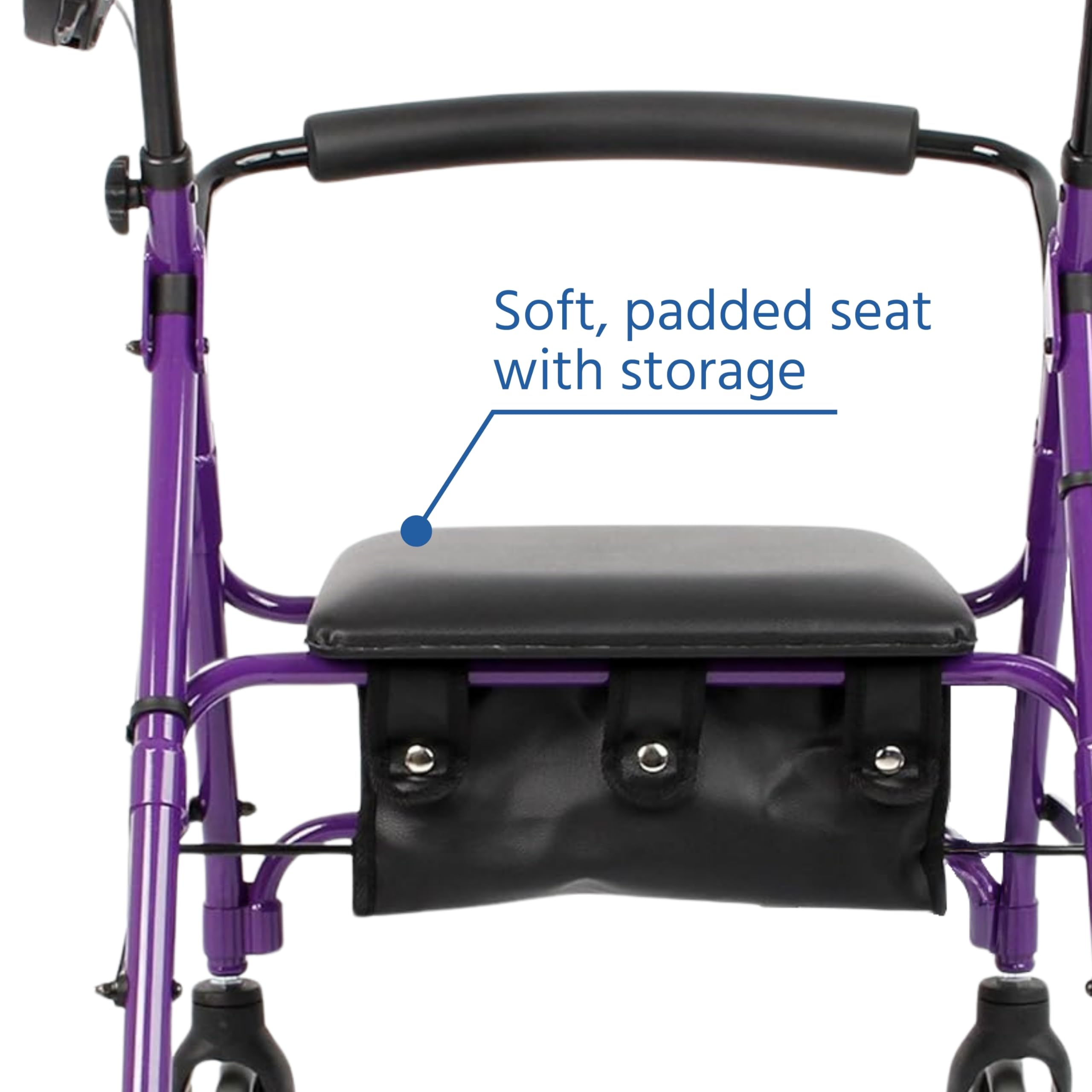 Days Andador de Cuatro Ruedas Ligero y Plegable con Asiento Acolchado, Mangos Ergonómicos, Bolsa de Transporte, Frenos de Bloqueo, Ayudas A la Movilidad, Pequeño, Azul