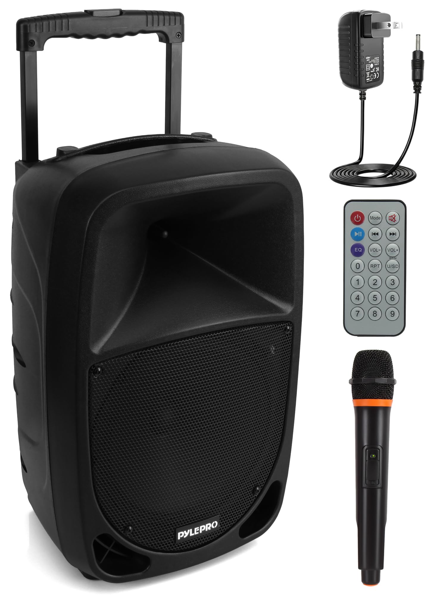Pyle Przenośny głośnik Bluetooth, 1000 W, głośnik Sono Karaoke z bezprzewodowym mikrofonem UHF, pilotem zdalnego sterowania i wbudowaną baterią, MP3/USB/SD, wskaźnik baterii LED