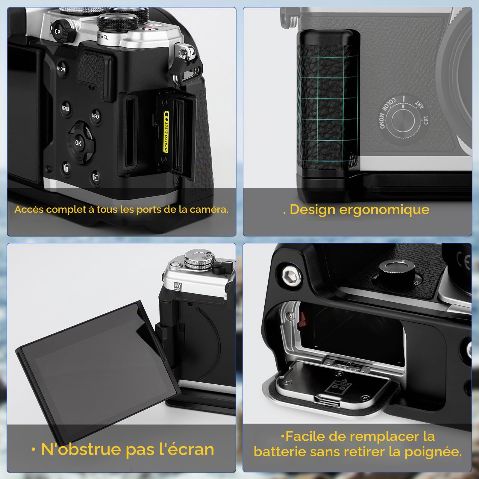 Haoge OM3 Support pour appareil photo OM SYSTEM OM-3 Compatible avec Arca Swiss Kirk RRS Quick Release Plate HG-OM3