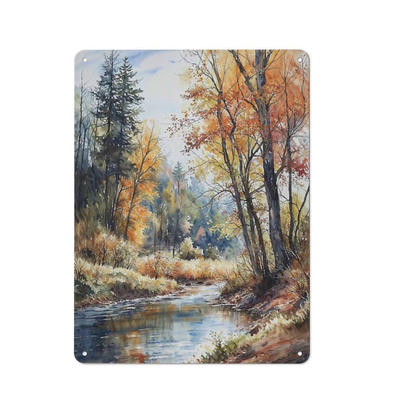 Junmoney Whispering Autumn Stream Industrial-Style Tin Sign 40X30cm For Pub Or Café, Suited To Pub Decor Enthusiasts