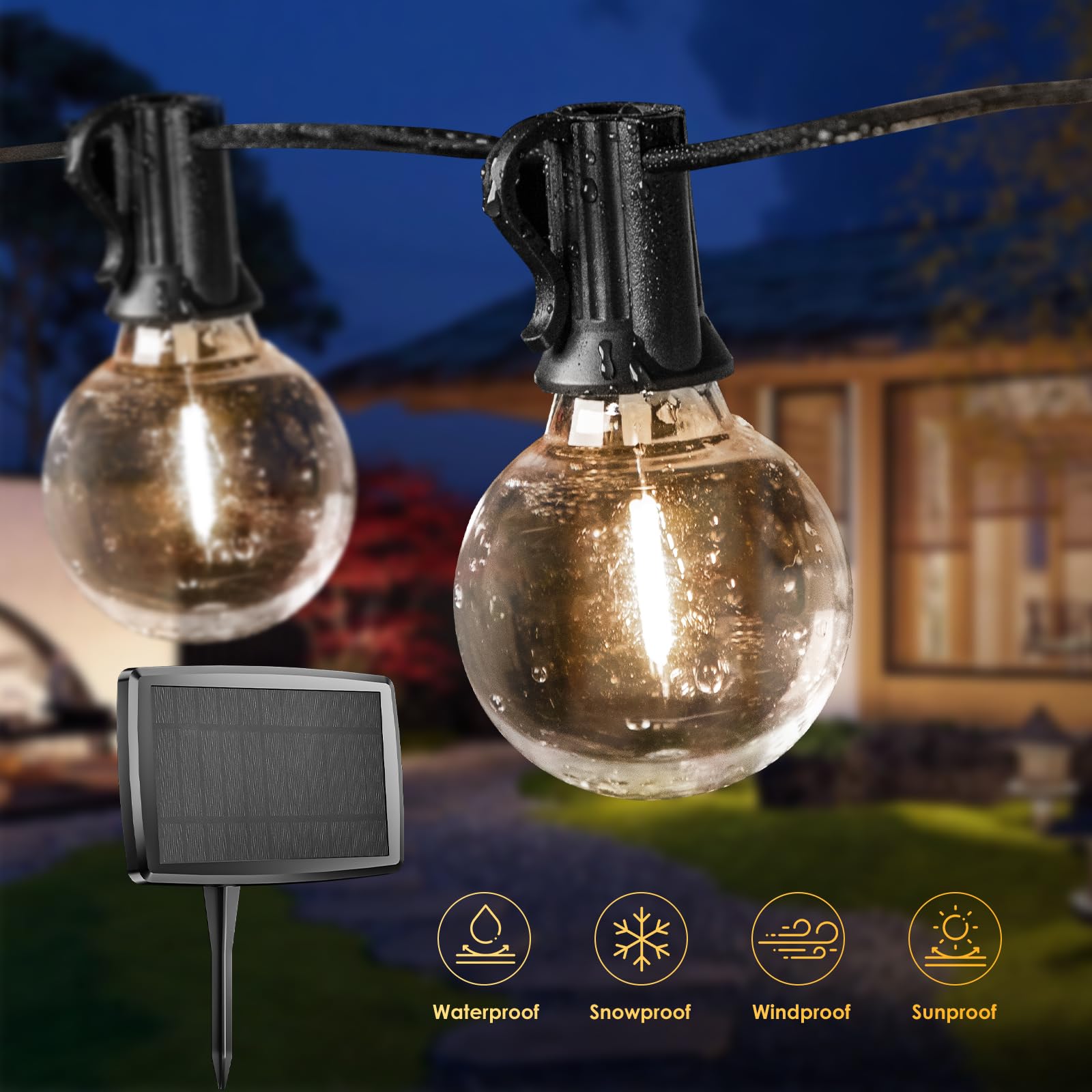 Bedee Solar Lichterkette Außen – 15,3 M, 25+3 Glühbirnen, IP45 Wasserdicht