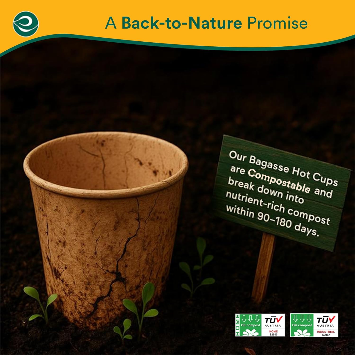 ECO SOUL 25 Pack 16 oz Disposable Coffee Cups Eco-Friendly, Biodegradable, Compostable, Leak-free & Sturdy To Go Hot Drink Travel Bagasse Cup for Tea, Chocolate, Party, Picnic & Cafe, Office & Home - Image 4