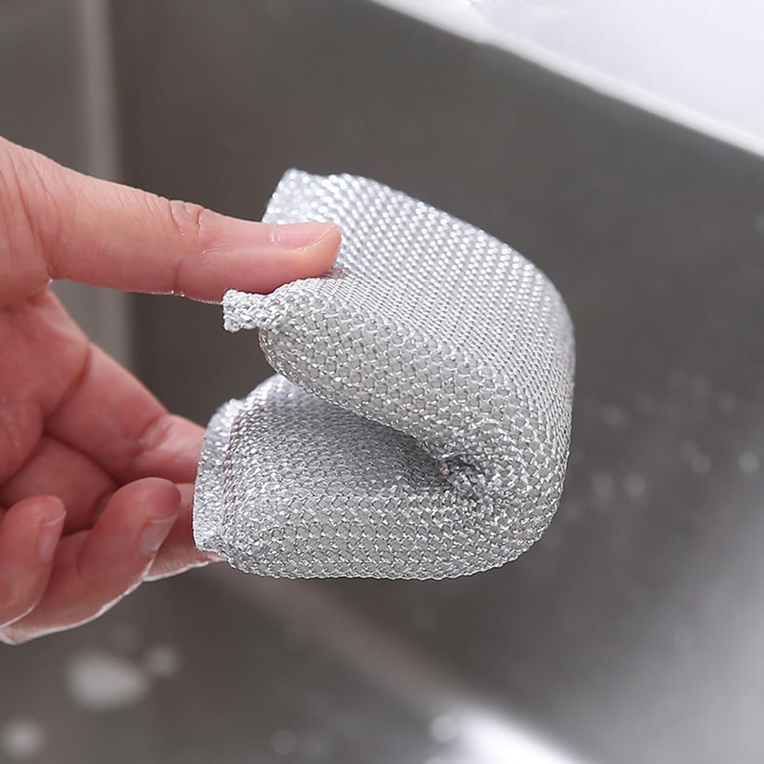 PREZONE Sponge Scrubber, Scrub Sponge for Utensil Cleaning, Scratch Proof Scrubber for Kitchen Utensils, Steel Wire Non-Scratch Reusable Dishwashing Sponge for Kitchen (Pack of 4) 2