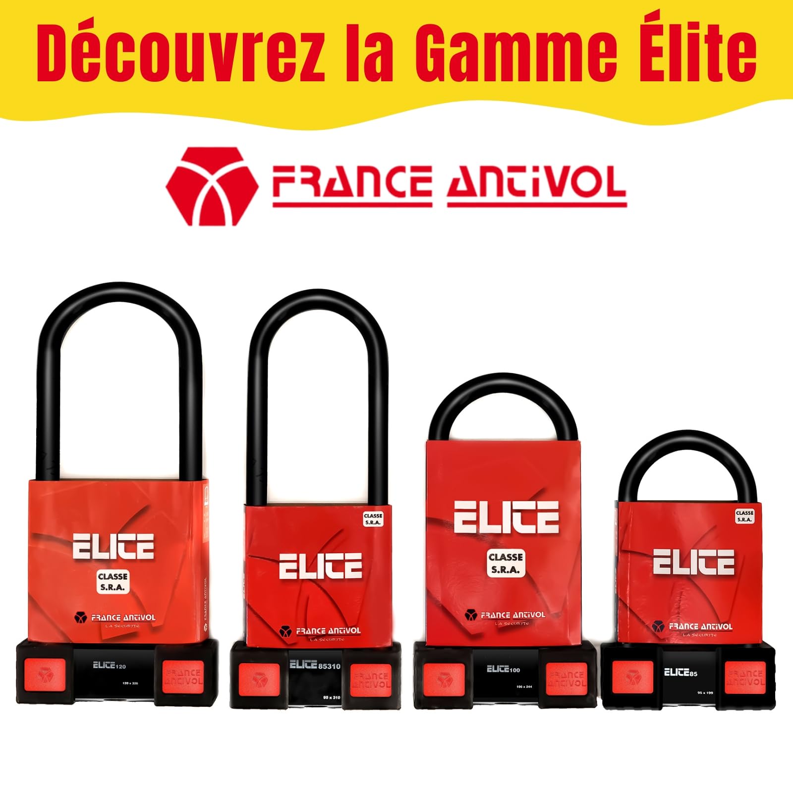 Antivol Moto SRA Ø18mm Type U - Antivol Moto homologué SRA en Acier Cémenté Conforme Aux Normes de Sécurité Française - Double Mécanisme de Verrouillage & Clé réversible (Elite 100)