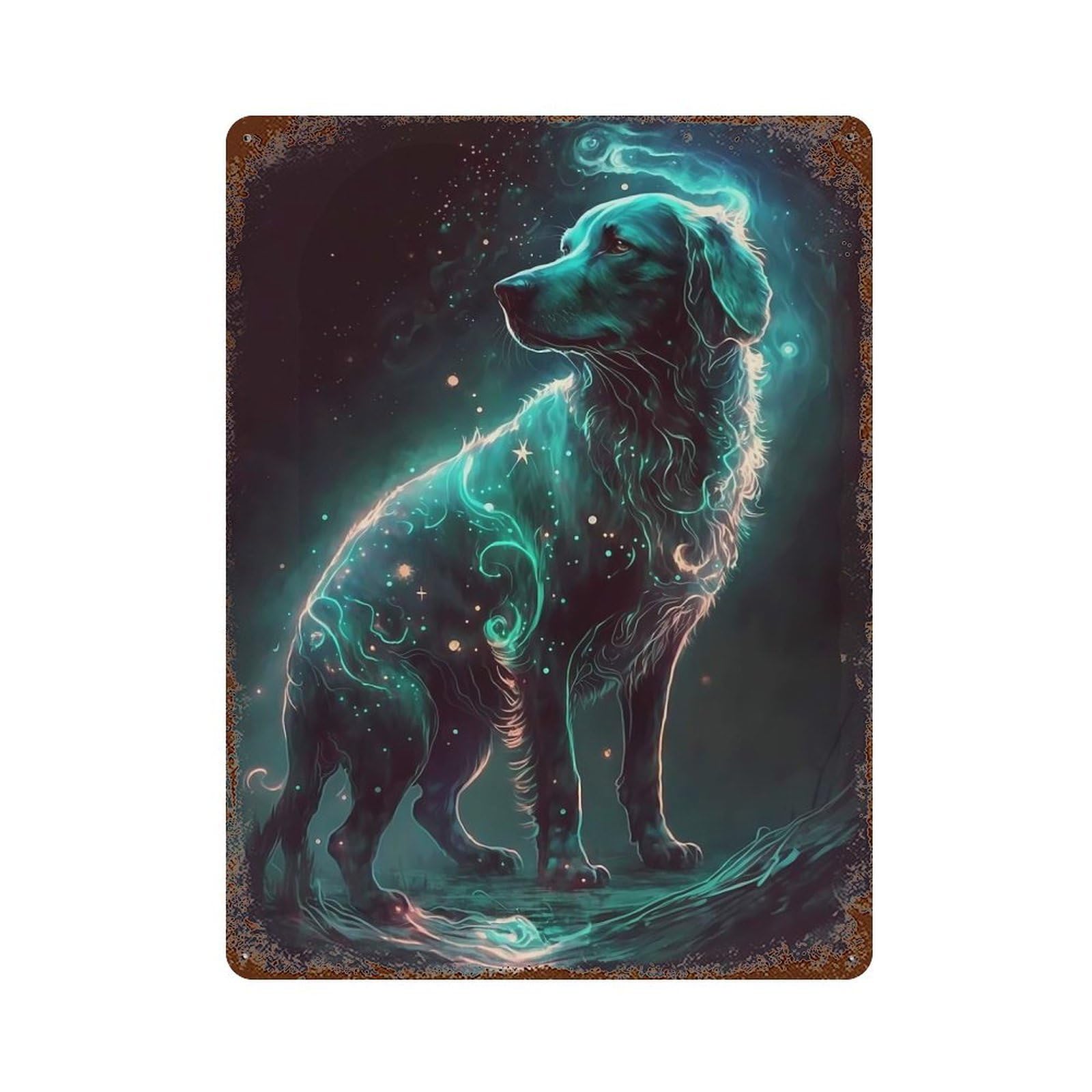 Garage Style Labrador Retriever Dog Distressed Metal Wall Sign 15.7"x11.8", Novelty Wall Decor for Bar And Workshop
