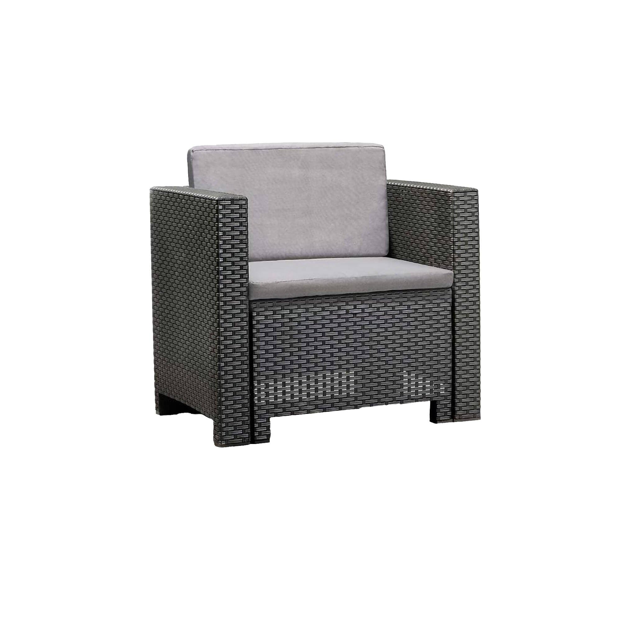 Dmora - Set salotto da esterno Cerere, Salottino outdoor, Set da balcone o giardino, Composizione soggiorno per esterni, Made in Italy, Antracite
